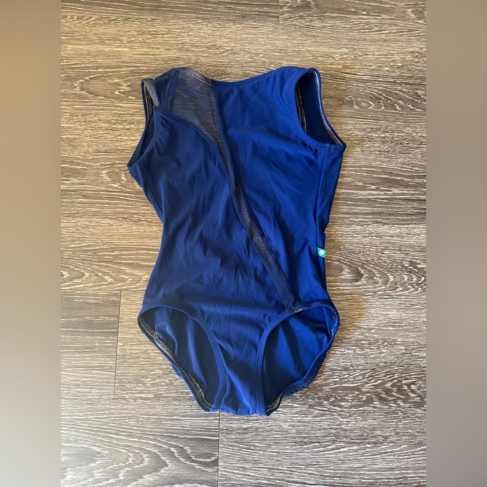Luckyleo Boat Neck Low Back Leotard with Mesh